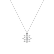 Floral Star Diamond Pendant Necklace – White Gold or Silver | Sparkling Flower Cross Design – JewelVerra