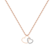 Rose Gold Double Heart Diamond Necklace – Interlocking Hearts Pendant | JewelVerra