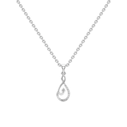 Elegant Teardrop Diamond Pendant Necklace – White Gold Silver– Heart Design | JewelVerra