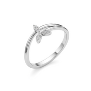 Rose Gold Floral Diamond Ring – 14K Three-Petal Leaf Design for Women | Elegant Stackable Ring by JewelVerra