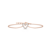 Rose Gold Heart Bracelet – Double Chain, Diamond Accents | JewelVerra