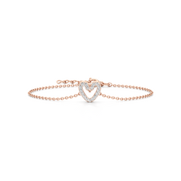 Rose Gold Heart Bracelet – Double Chain, Diamond Accents | JewelVerra