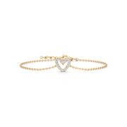 Rose Gold Heart Bracelet – Double Chain, Diamond Accents | JewelVerra