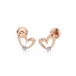 Triple Petal Floral Studs – 14K Rose Gold Diamond Earrings | JewelVerra