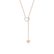 Rose Gold Heart Lariat Necklace – Dainty Diamond Pendant Chain for Women | JewelVerra