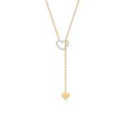 Rose Gold Heart Lariat Necklace – Dainty Diamond Pendant Chain for Women | JewelVerra