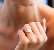 Bezel Emerald Diamond Ring | Jewelverra