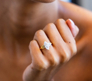 Baguette Accent Engagement Ring with Marquise Cut Diamond