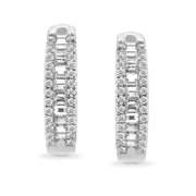 Baguette and Round Diamond Hoop Earrings
