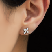 Floral Diamond Stud Earrings for Women – White Gold Finish | Elegant Lab-Grown Jewelry by JewelVerra